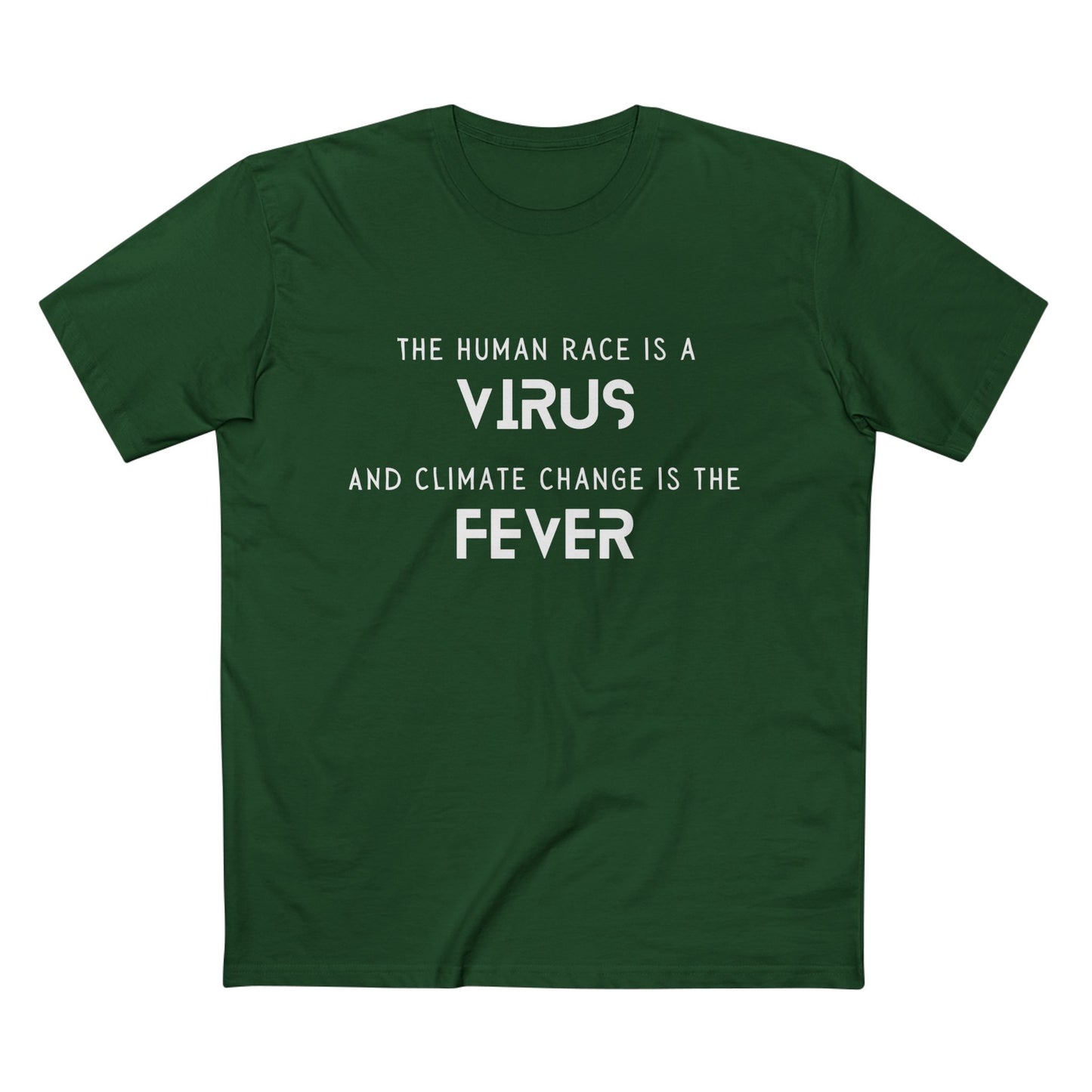 Green t-shirt with white text
