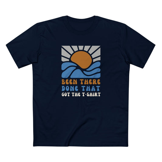 Funny T-shirt with sun and waves image with text saying Been There Done That Got the T-shirt